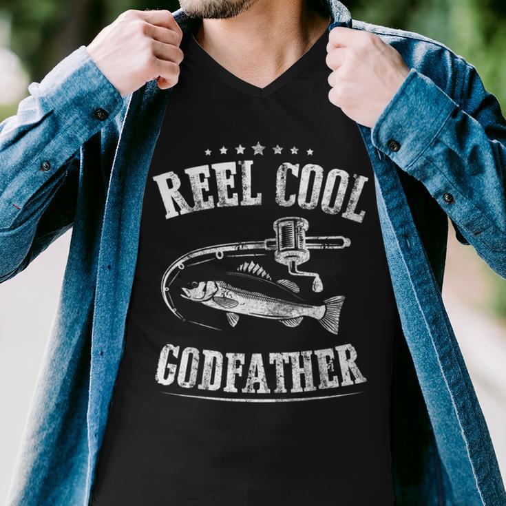 Fishing Reel Cool Godfather Men V-Neck Tshirt