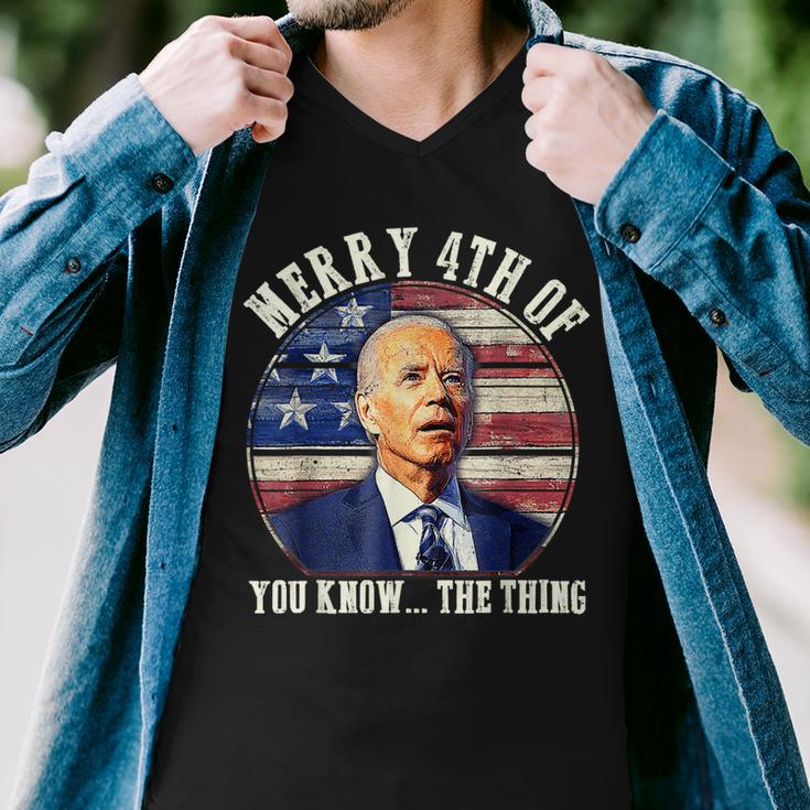 Funny Biden Merry 4Th Of You Know The Thing Anti Biden Men V-Neck Tshirt