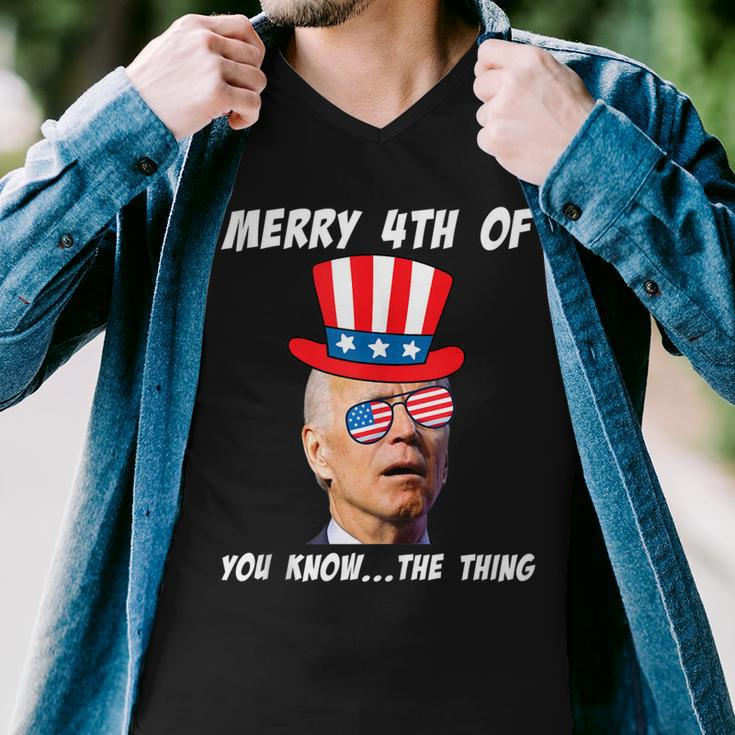 Funny Biden Merry 4Th Of You Know The Thing Anti Joe Biden Men V-Neck Tshirt