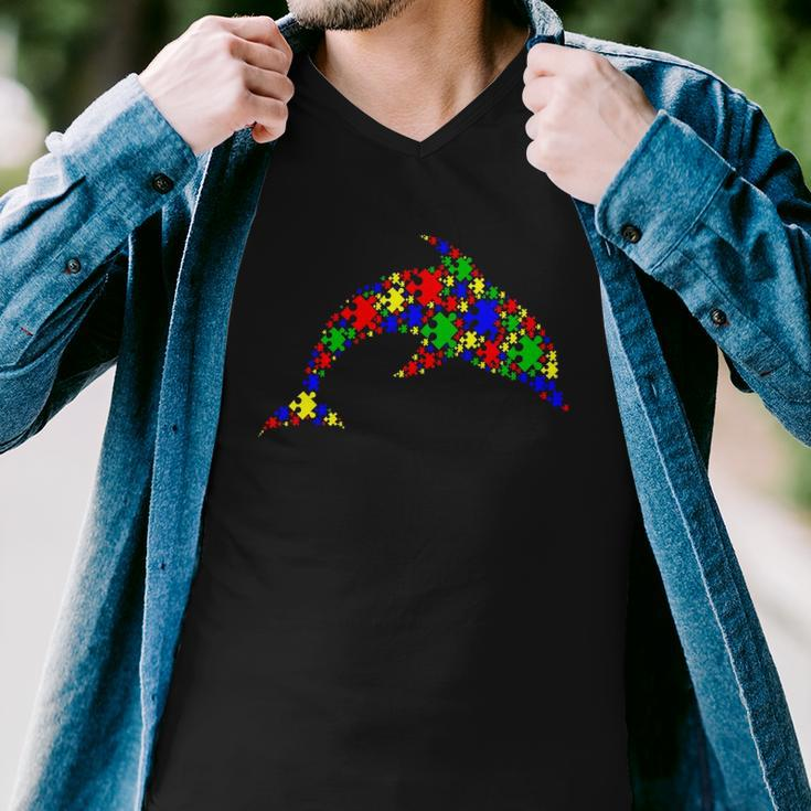 Funny Dolphin Puzzle Animals Lover Autism Awareness Men V-Neck Tshirt