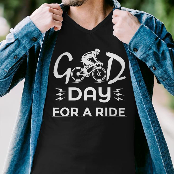 Funny Good Day For A Ride Funny Bicycle I Ride Fun Hobby Race Quote Men V-Neck Tshirt