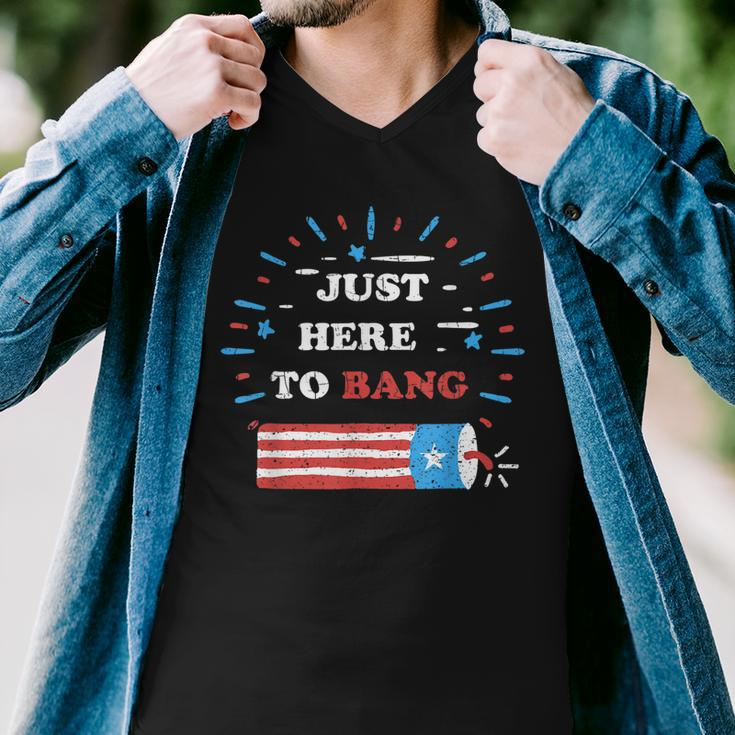 Funny Im Just Here To Bang Fourth Of July 4Th Of July Men V-Neck Tshirt