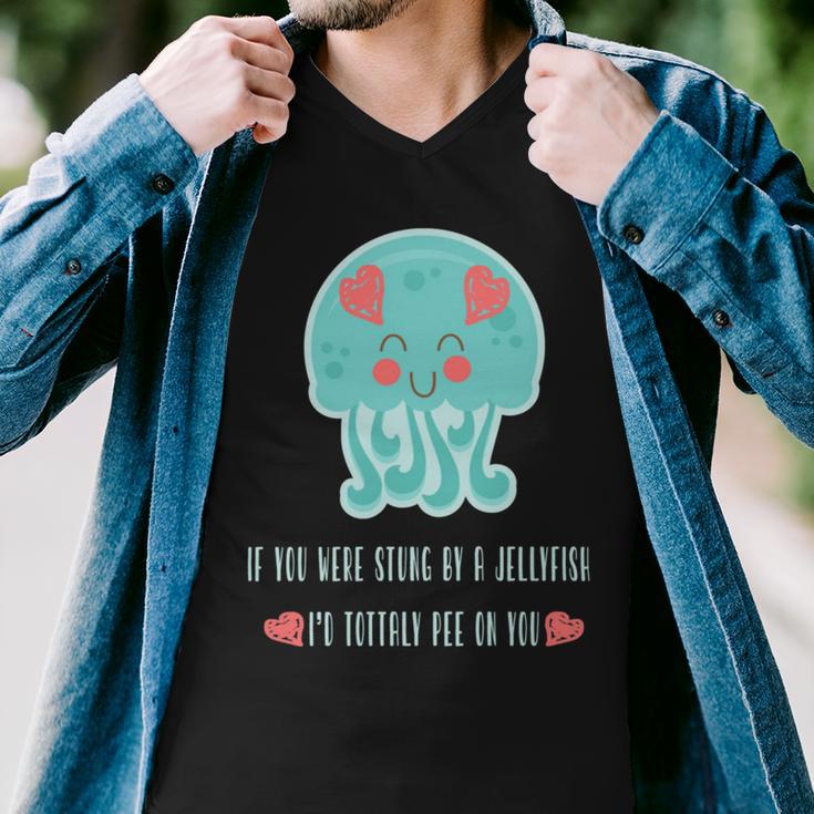 Funny Jellyfish Sting Valentines Day Gift For Love Men V-Neck Tshirt