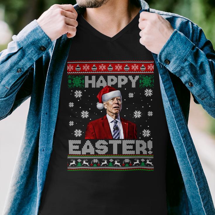 Funny Joe Biden Happy Easter Ugly Christmas Men V-Neck Tshirt