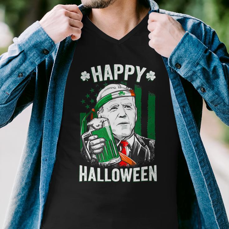 Funny Leprechaun Biden Happy Halloween For St Patricks Day Men V-Neck Tshirt