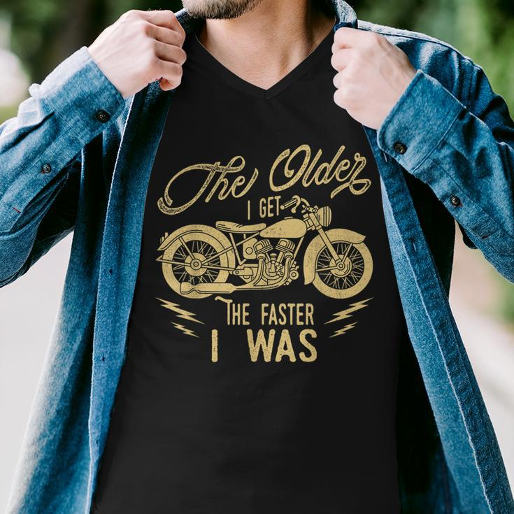 Funny Motorcycle Biker Grandpa Vintage Bikers Birthday Gift Men V-Neck Tshirt