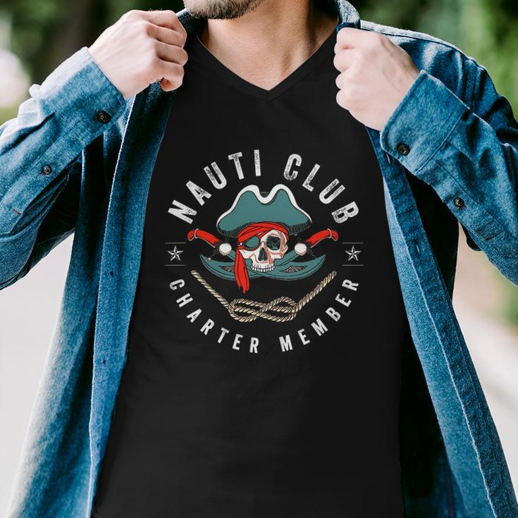 Funny Nautical Pirate Nauti Club Charter Member Humor Men V-Neck Tshirt