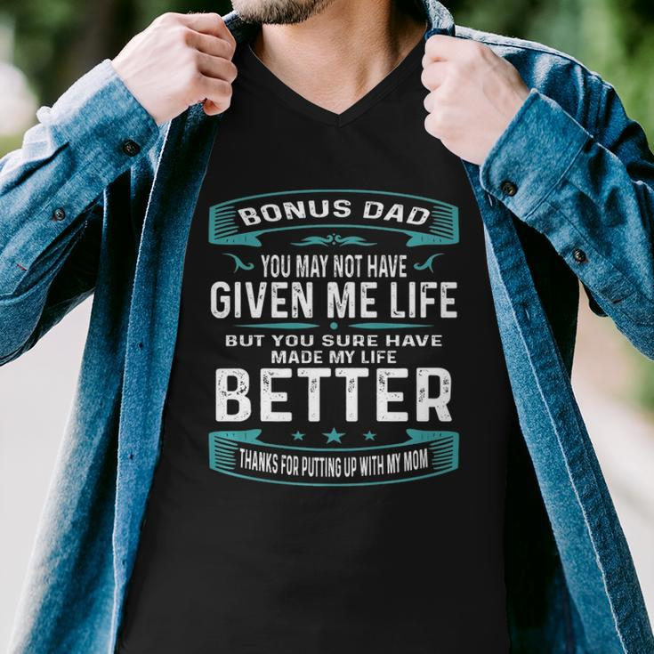 Funny Vintage Fathers Day Bonus Dad From Daughter Son Boys Men V-Neck Tshirt