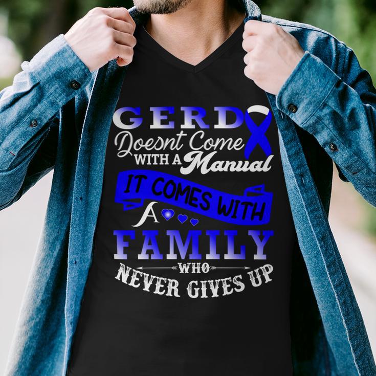 Gerd Doesnt Come With A Manual It Comes With A Family Who Never Gives Up Periwinkle Blue Ribbon Gastroesophageal Reflux Disease Gerd Awareness Men V-Neck Tshirt