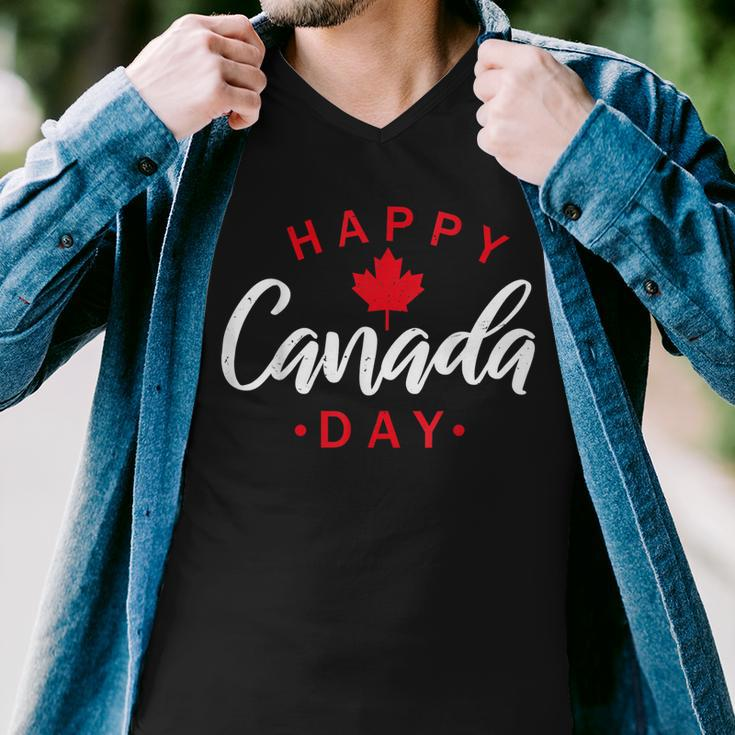 Happy Canada Day Funny Maple Leaf Canadian Flag Kids Men V-Neck Tshirt