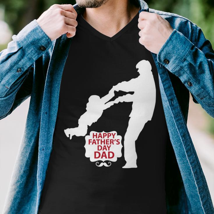 Happy Father Day Papa T-Shirt Fathers Day Gift Men V-Neck Tshirt
