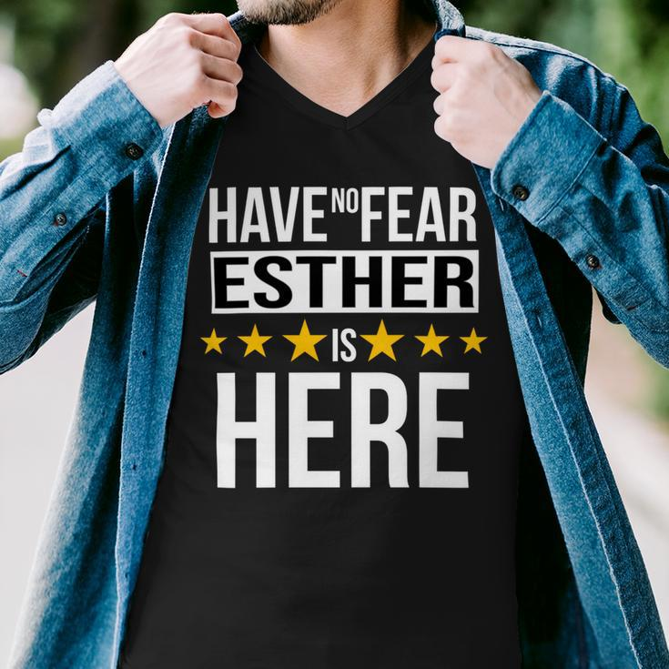 Have No Fear Esther Is Here Name Men V-Neck Tshirt