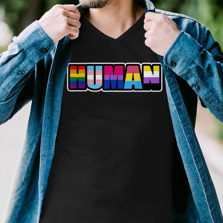 Human Lgbt Flag Gay Pride Month Transgender Men V-Neck Tshirt