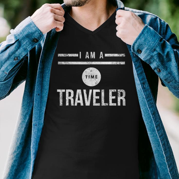 I Am A Time Traveler Men V-Neck Tshirt