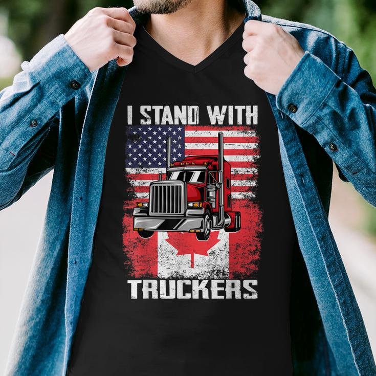 I Stand With Truckers - Truck Driver Freedom Convoy Support Men V-Neck Tshirt