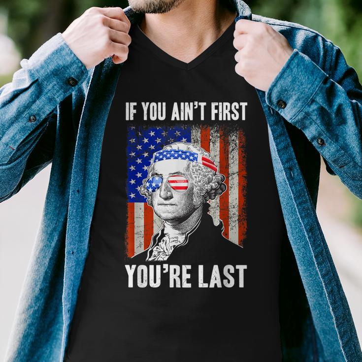 If You Aint First Youre Last George Washington Sunglasses Men V-Neck Tshirt