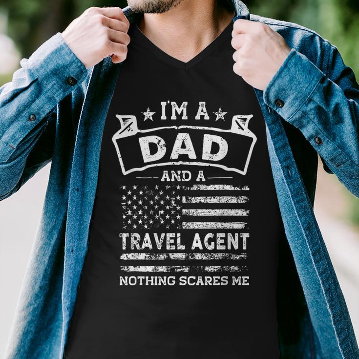 Im A Dad And Travel Agent Funny Fathers Day & 4Th Of July Men V-Neck Tshirt