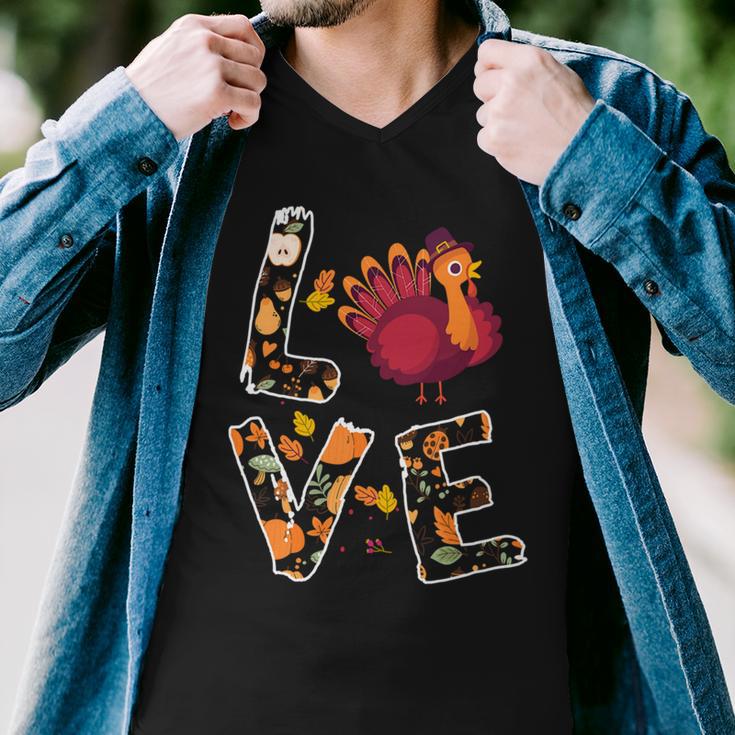 Love Turkey Thanksgiving Happy Fall 20 Shirt Men V-Neck Tshirt