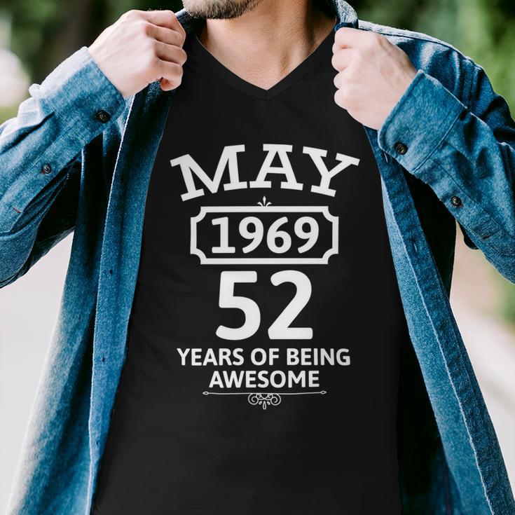 May 1969 52 Years Of Being Awesome 52Nd Birthday 52 Years Old Men V-Neck Tshirt