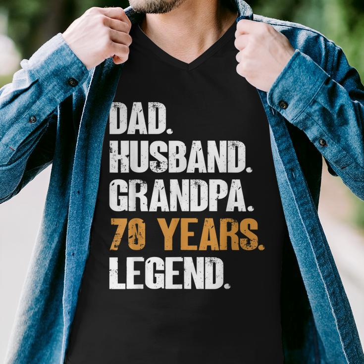 Mens Dad Husband Grandpa 70 Years Legend Birthday 70 Years Old Men V-Neck Tshirt