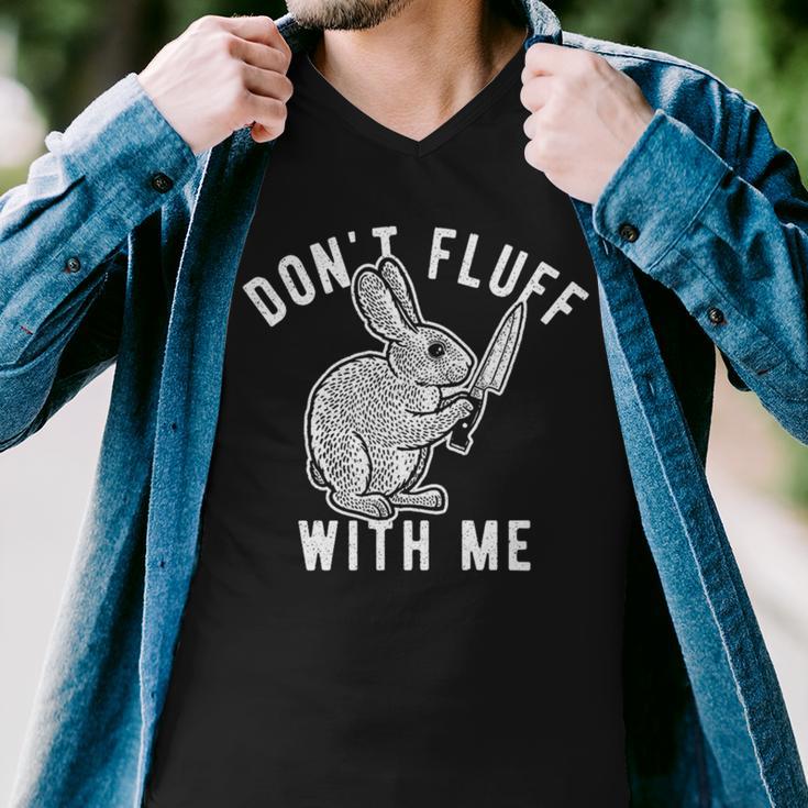 Mens Dont Fluff With Me Tshirt Funny Bunny Rabbit Easter Graphic Novelty Tee 176 Trending Men V-Neck Tshirt