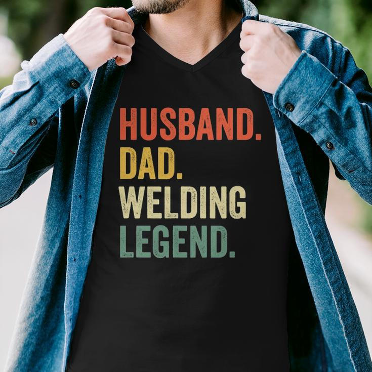 Mens Funny Welder Husband Dad Welding Legend Vintage Men V-Neck Tshirt
