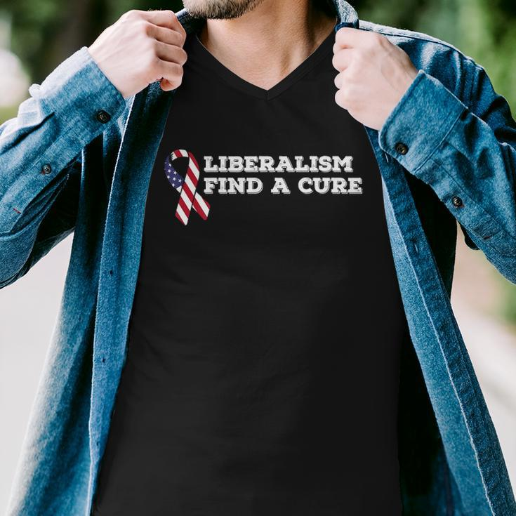 Mens Liberalism Find A Cure Men V-Neck Tshirt