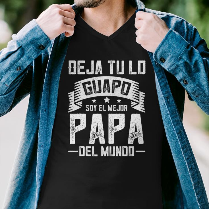 Mens Mexican Mejor Papa Dia Del Padre Camisas Fathers Day Men V-Neck Tshirt