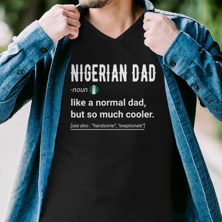 Mens Nigerian Dad Definition Design - Funny Nigerian Daddy Flag Men V-Neck Tshirt