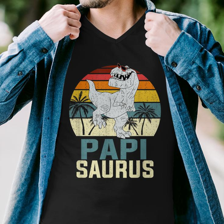 Mens PapisaurusRex Dinosaur Papi Saurus Family Matching V2 Men V-Neck Tshirt