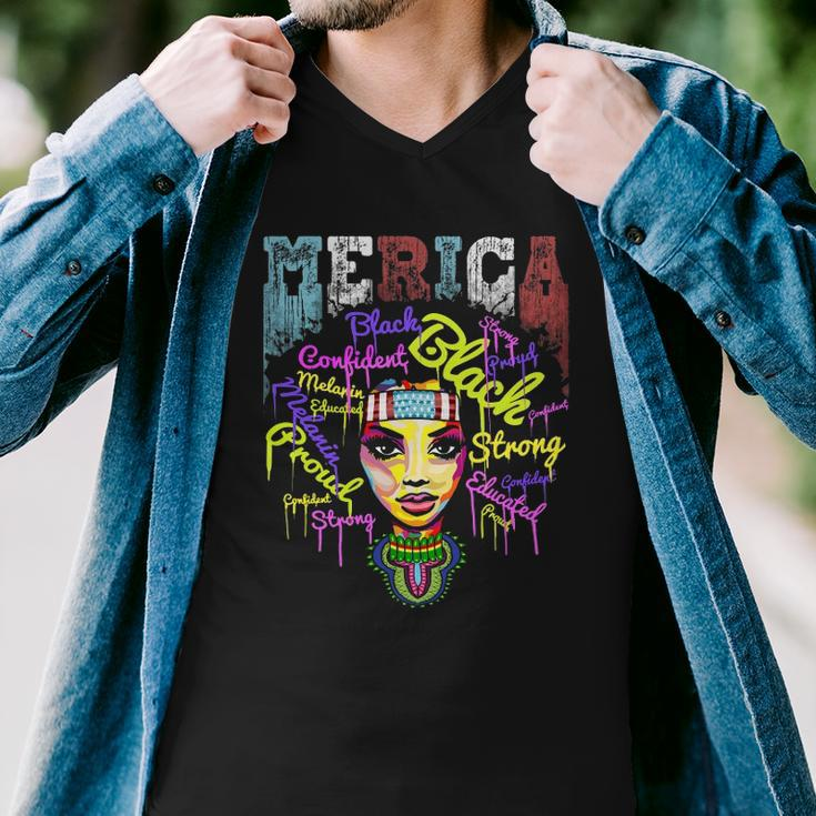 Merica African American Flag Bandana - 4Th Of July Queen Men V-Neck Tshirt