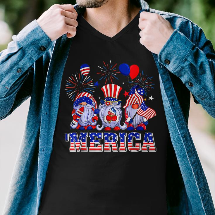 Merica Gnomes Happy 4Th Of July Us Flag Independence Day Men V-Neck Tshirt