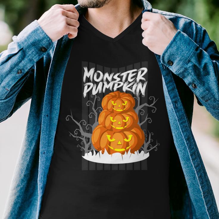 Monster Pumpkin Men V-Neck Tshirt