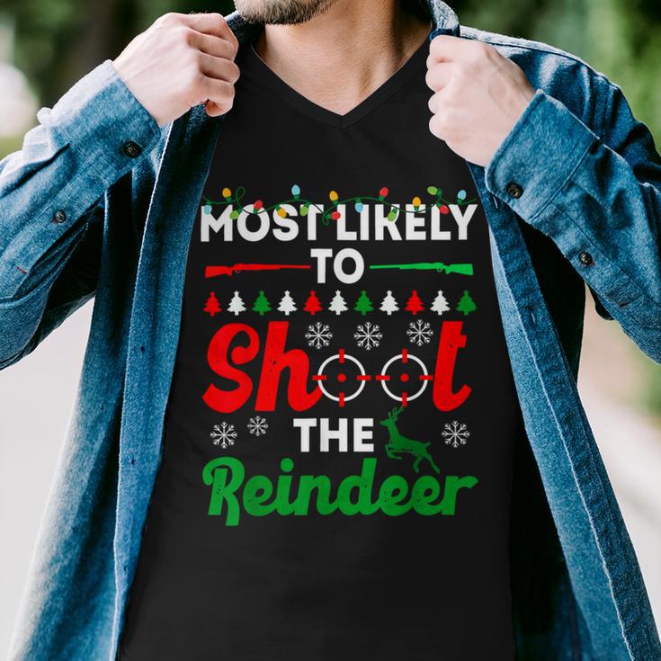 Most Likely To Shoot The Reindeer 556 Shirt Men V-Neck Tshirt