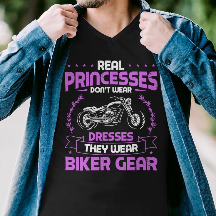 Motorcycle Real Princesses Wear Biker 483 Shirt Men V-Neck Tshirt