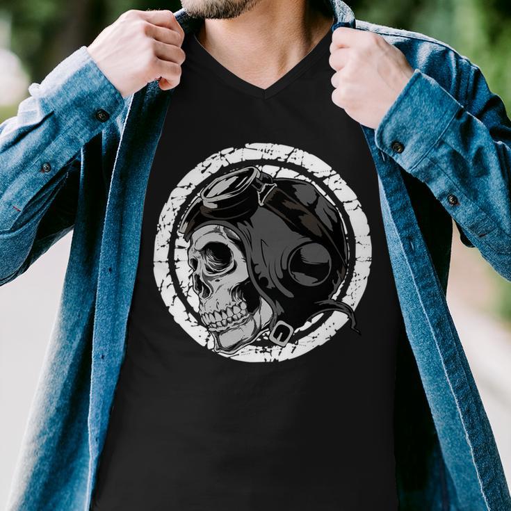 Motorcycle Skull With Helmet Dreaming 472 Shirt Men V-Neck Tshirt