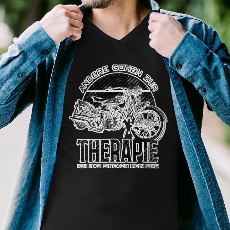 Motorcycles Therapy Ich Hab Einfach 462 Shirt Men V-Neck Tshirt