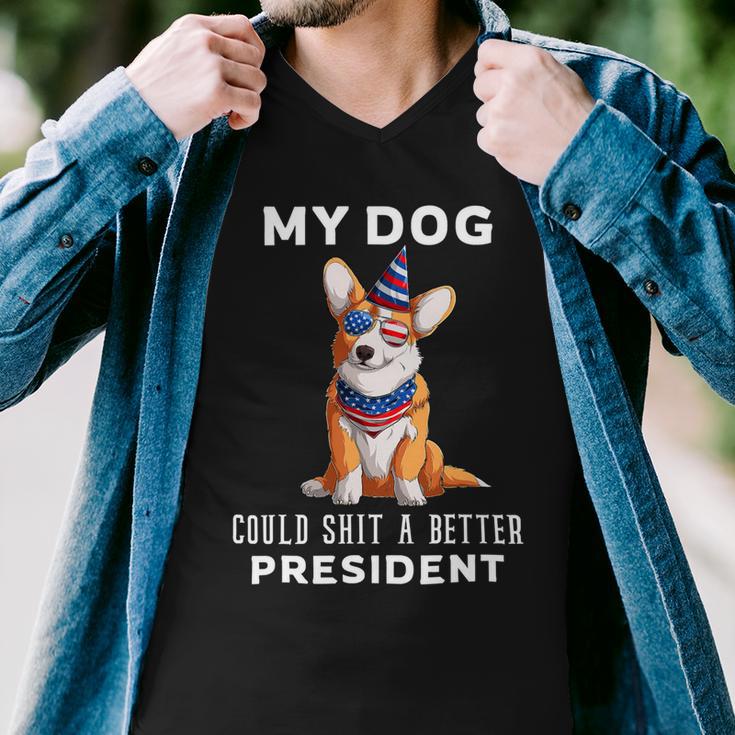 My Dog Could Shit A Better President Corgi Lover Anti Biden V2 Men V-Neck Tshirt