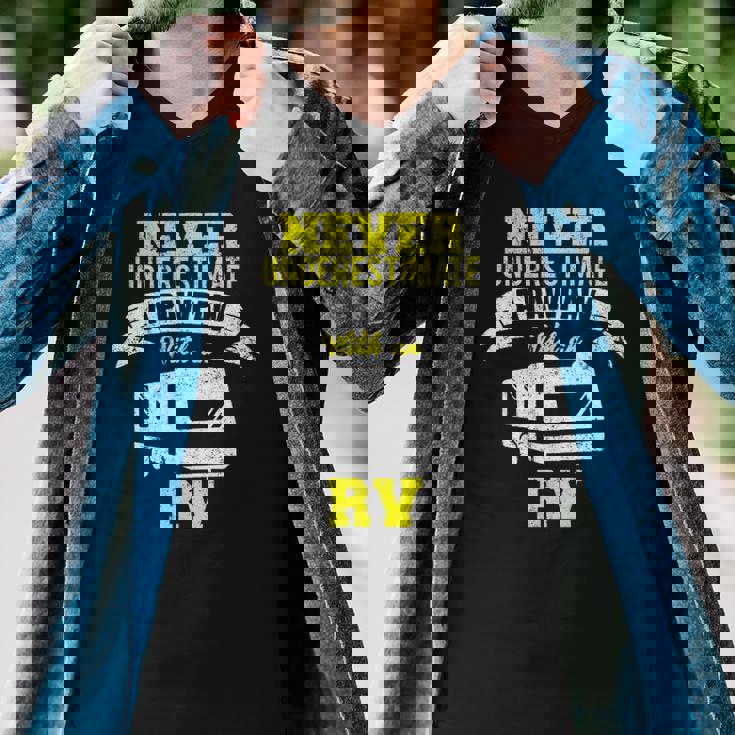 Never Underestimate A Pawpaw Rv Camping Distressed Men V-Neck Tshirt