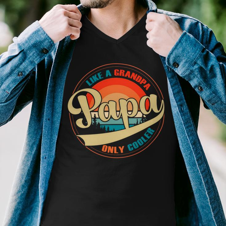 Papa Like A Grandpa Only Cooler Funny Dad Papa Definition Men V-Neck Tshirt