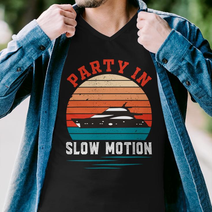 Party In Slow Motion Vintage Funny Boating Boating Gifts Men V-Neck Tshirt