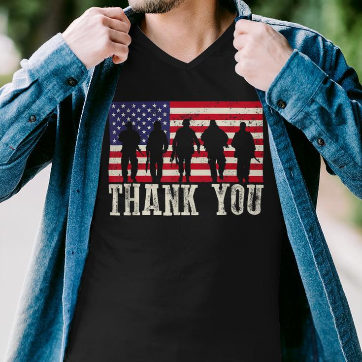 Patriotic American Flag Thank You For Men Women Kid Girl Boy Men V-Neck Tshirt