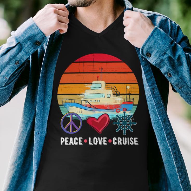 Peace Love Cruising Family Cruise Vacation Matching Gift V2 Men V-Neck Tshirt