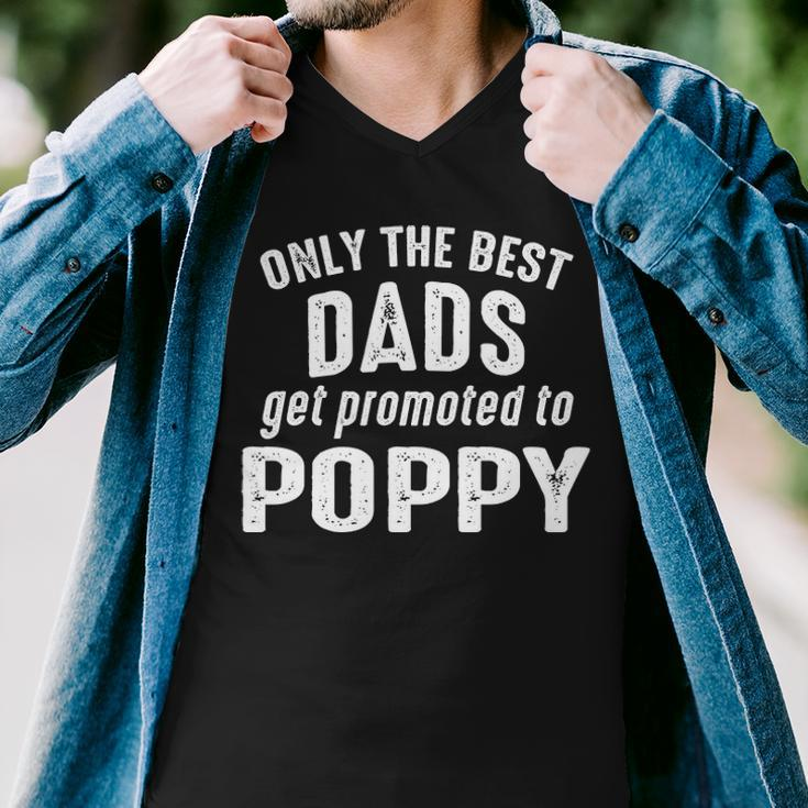 Poppy Grandpa Gift Only The Best Dads Get Promoted To Poppy Men V-Neck Tshirt