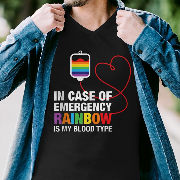 Pride Month Rainbow Is My Blood Type Lgbt Flag Men V-Neck Tshirt
