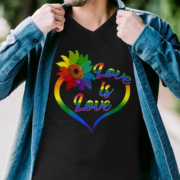 Rainbow Sunflower Love Is Love Lgbt Gay Lesbian Pride V2 Men V-Neck Tshirt
