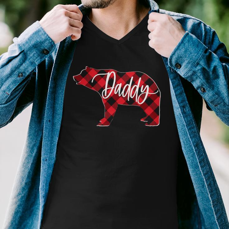 Red Buffalo Plaid Daddy Bear Matching Family Christmas Pj Men V-Neck Tshirt