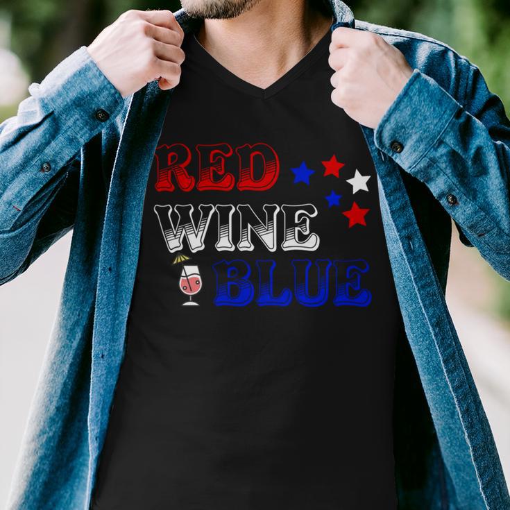 Red Wine Blue 4Th Of July Wine Red White Blue Wine Glasses V3 Men V-Neck Tshirt