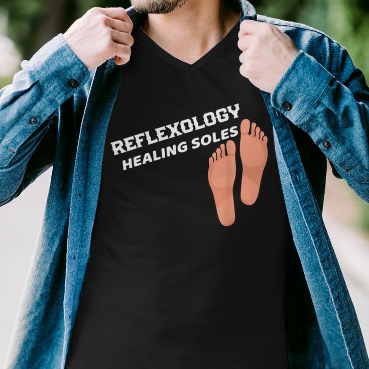 Reflexology Massage Therapist Reflexology Healing Soles Men V-Neck Tshirt