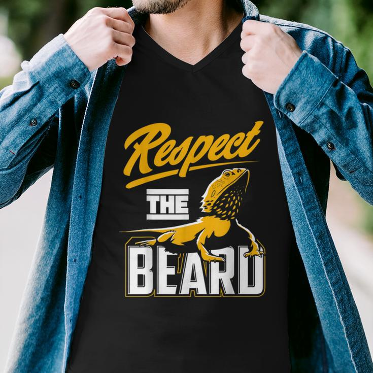 Respect The Beard Pogona & Bearded Dragon Men V-Neck Tshirt
